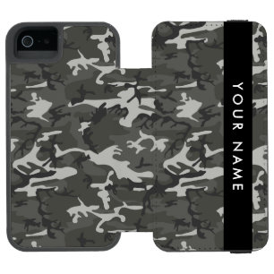 Grey Camouflage Pattern, Your name, Personalise Incipio Watson™ iPhone 5 Wallet Case