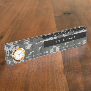 Grey Camouflage Pattern, Your name, Personalise Nameplate
