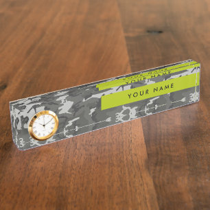 Grey Camouflage Pattern, Your name, Personalise Nameplate