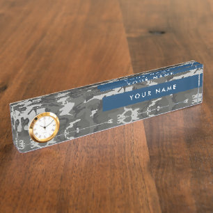 Grey Camouflage Pattern, Your name, Personalise Nameplate