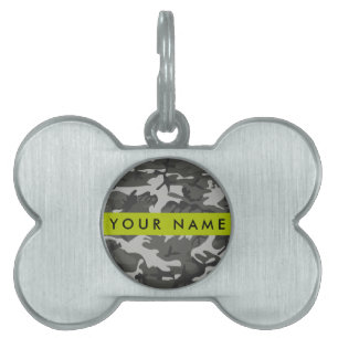 Grey Camouflage Pattern, Your name, Personalise Pet ID Tag