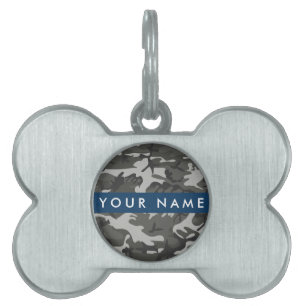 Grey Camouflage Pattern, Your name, Personalise Pet ID Tag