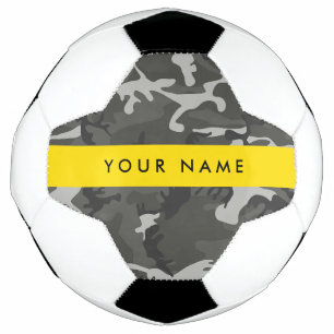 Grey Camouflage Pattern, Your name, Personalise Soccer Ball