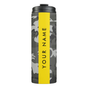 Grey Camouflage Pattern, Your name, Personalise Thermal Tumbler