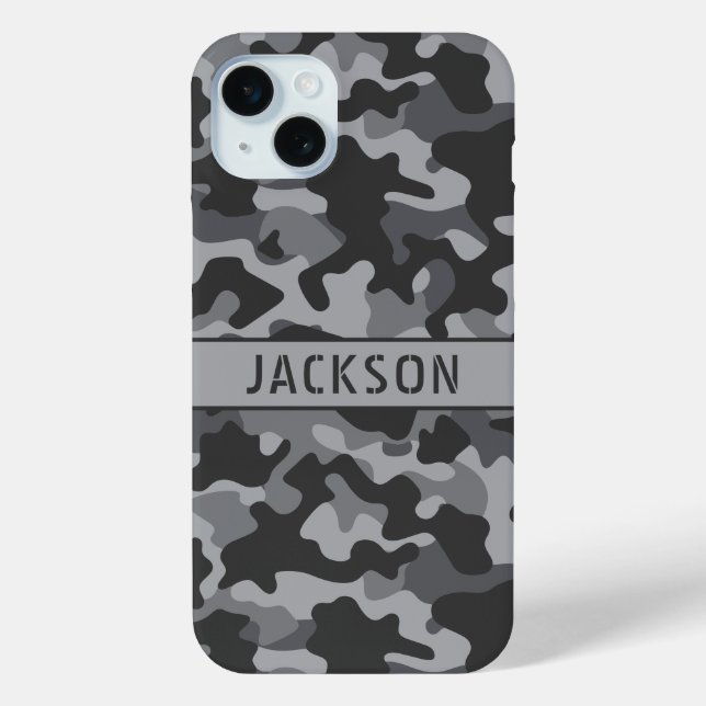 Grey Camouflage Personalised Case-Mate iPhone Case (Back)