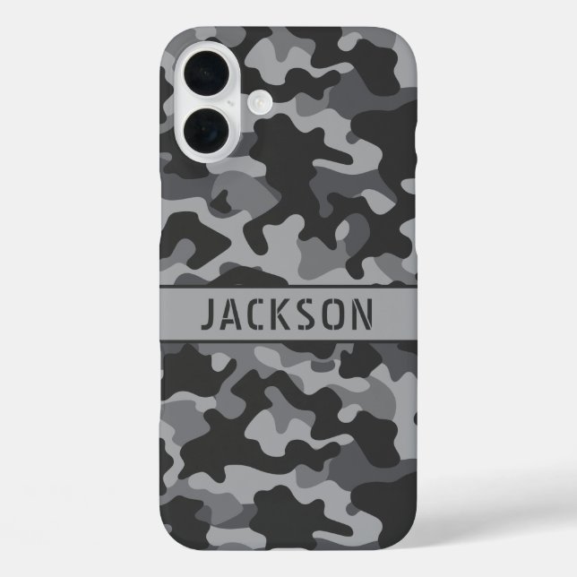 Grey Camouflage Personalised Case-Mate iPhone Case (Back)