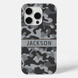 Grey Camouflage Personalised iPhone 15 Pro Case
