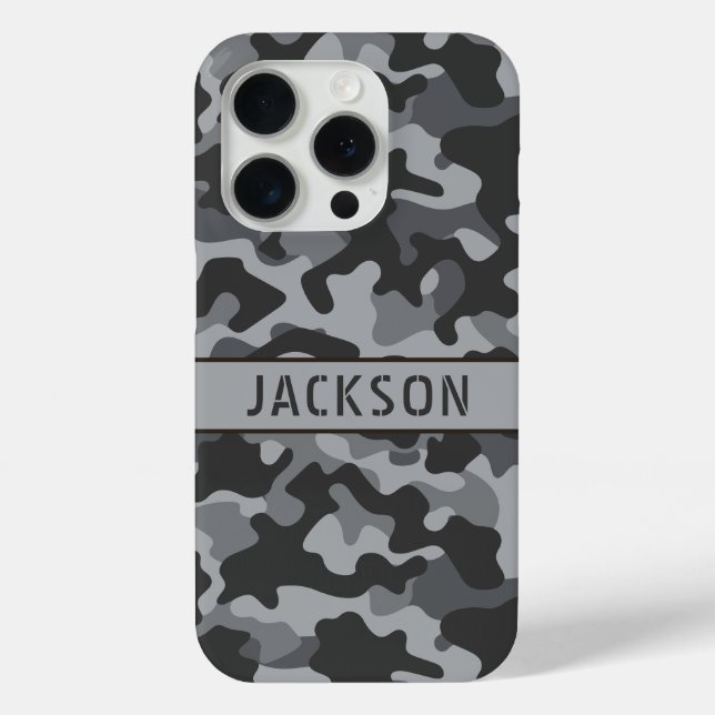 Grey Camouflage Personalised Case-Mate iPhone Case (Back)