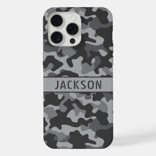 Grey Camouflage Personalised iPhone 15 Pro Max Case