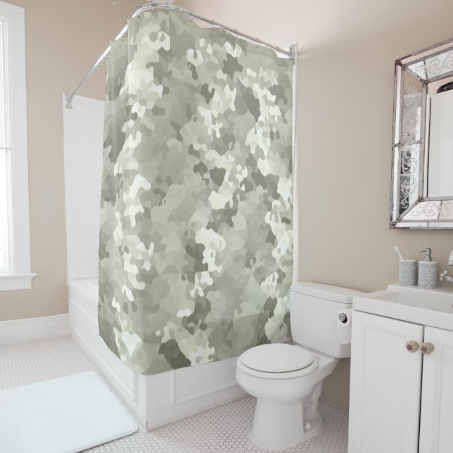 Grey Camouflage Shower Curtain (In Situ)