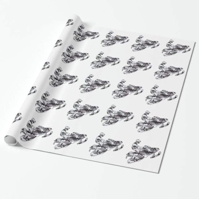 Grey Camouflage Snowmobiler Wrapping Paper (Unrolled)