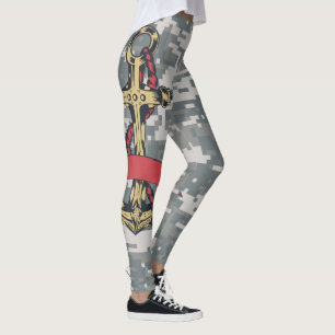 Grey camouflage, with anchor graphic design 023. leggings