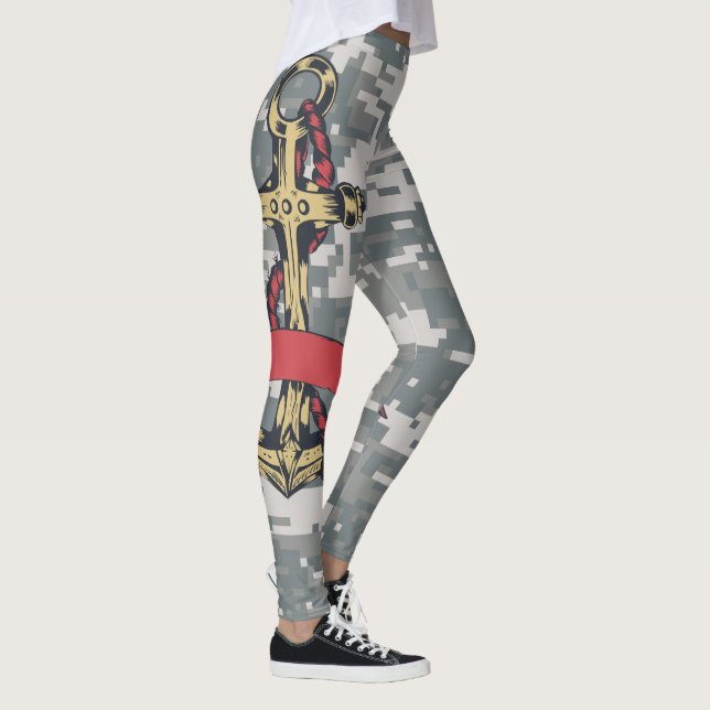 Grey camouflage, with anchor graphic design 023. leggings (Right)