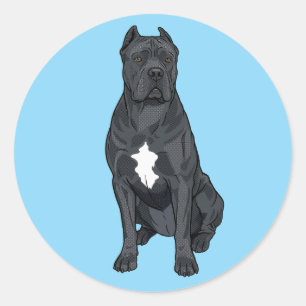 Grey Cane Corso Pop Art Comic Illustration Classic Round Sticker