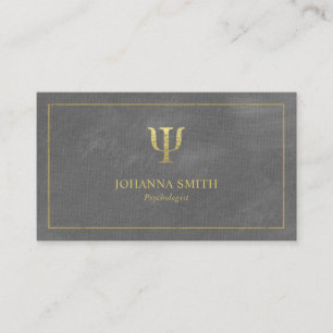 Grey Canvas Golden Frame, Psychologist Psi Symbol Appointment Card
