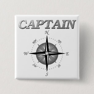 Grey Captain with Compass Rose 15 Cm Square Badge