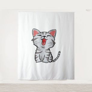 grey cartoon cat cat cartoon tapestry