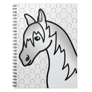 Grey Cartoon Horse Head Notebook