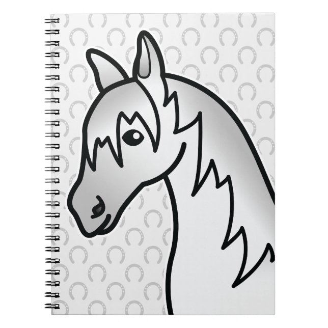 Grey Cartoon Horse Head Notebook (Front)