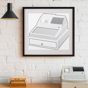 Grey Cash Register Minimalist Retail Poster