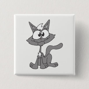 Grey Cat 15 Cm Square Badge