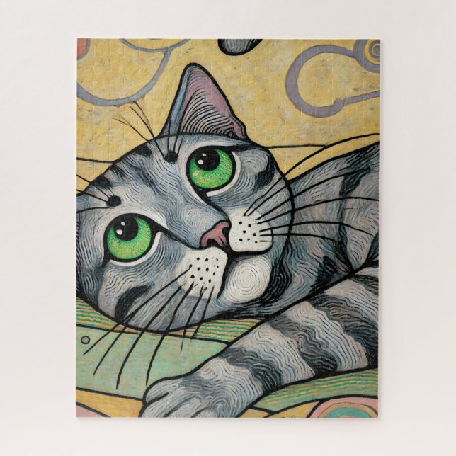 Grey Cat 500 Piece Puzzle (Vertical)