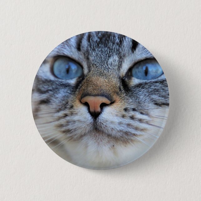 Grey Cat 6 Cm Round Badge (Front)