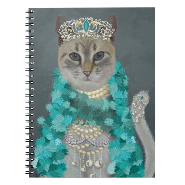 Grey Cat | Adorned With Bells Portrait Notebook (Front)