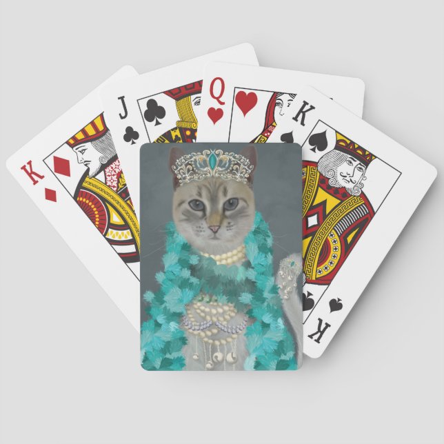 Grey Cat | Adorned With Bells Portrait Playing Cards (Back)