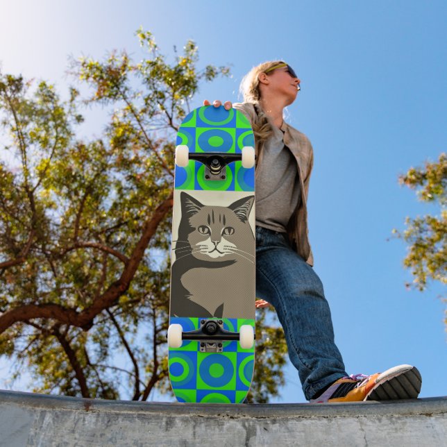 GREY CAT ART SKATEBOARD (Outdoor 1)