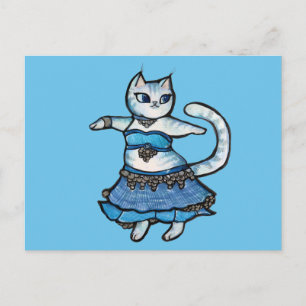 Grey Cat Belly Dancer Postcard