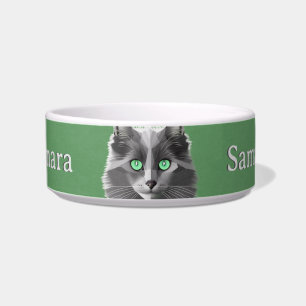 Grey Cat Breed with Pale Green Eyes - Pet's Name Bowl