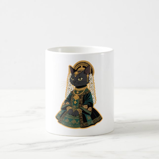Grey Cat Bridal Goddess Coffee Mug (Center)