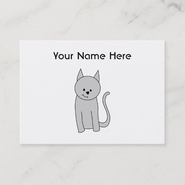 Grey Cat Cartoon. Business Card (Front)