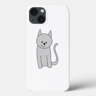 Grey Cat Cartoon. iPhone 13 Case