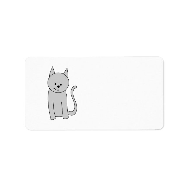 Grey Cat Cartoon. Label (Front)