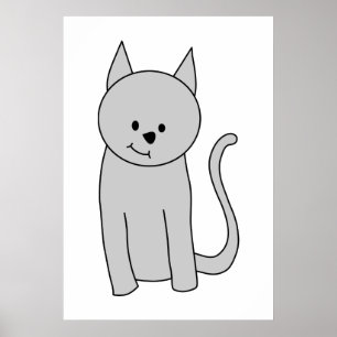 Grey Cat Cartoon. Poster