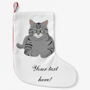Grey cat cartoon small christmas stocking