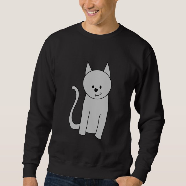 Grey Cat Cartoon. Sweatshirt (Front)