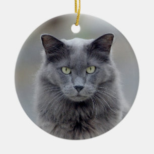 Grey Cat Christmas Ornament