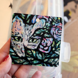 Grey Cat Collage Art Kitty Cats Collages Metal Tree Decoration