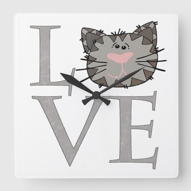 Grey Cat Face Clock (Front)