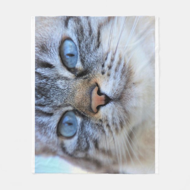 Grey Cat Fleece Blanket (Front)