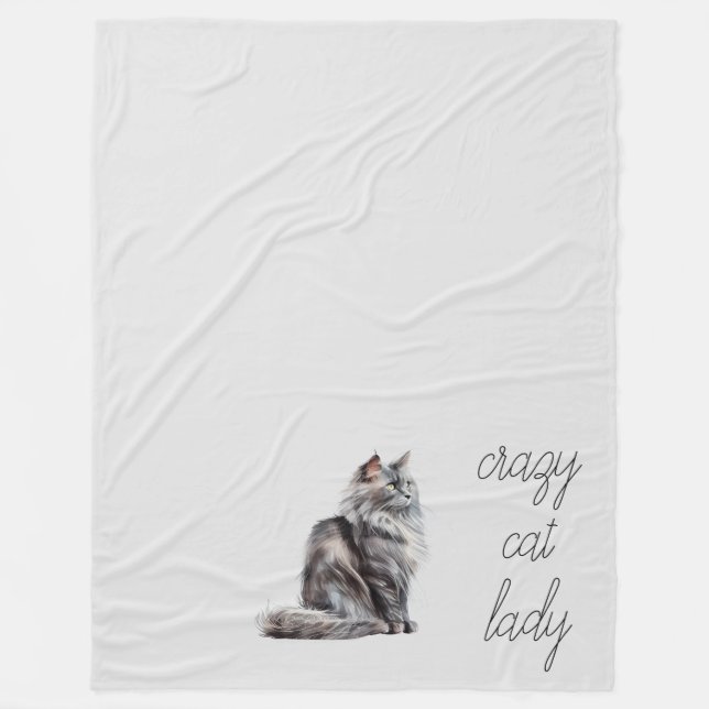 Grey Cat  Fleece Blanket (Front)