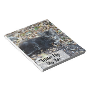 Grey Cat Funny Custom Text Notepad