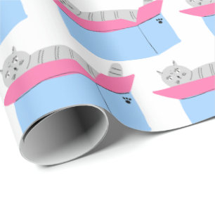 Grey Cat In Box Wrapping Paper