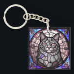 Grey Cat  Key Ring<br><div class="desc">Beautiful cats.</div>