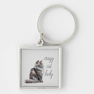 Grey Cat  Key Ring