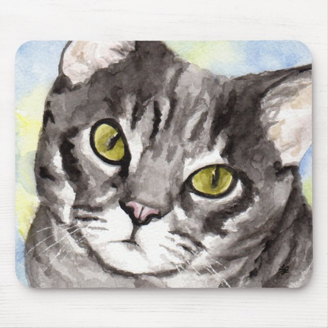 Grey Cat Mouse Pad (Front)