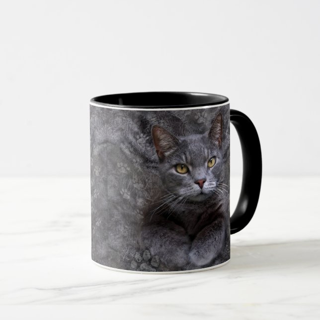 Grey Cat Mug (Front Right)